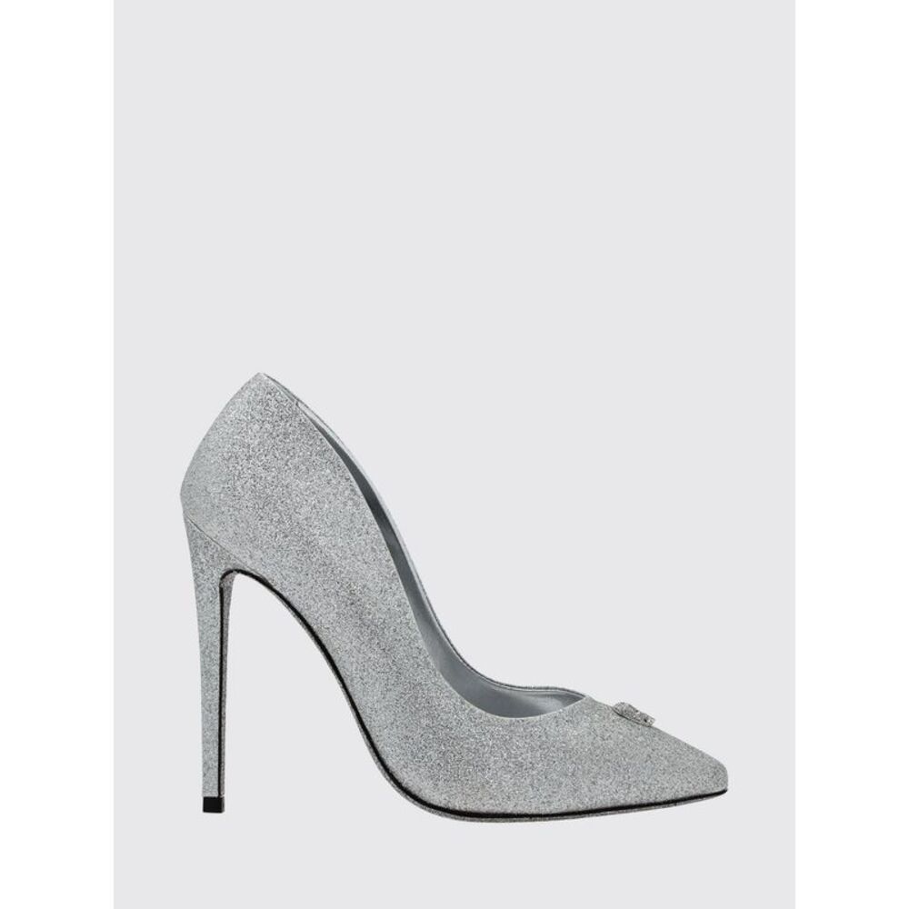 Glitter Leather Philipp Plein Pumps With Skull Application And High Heel